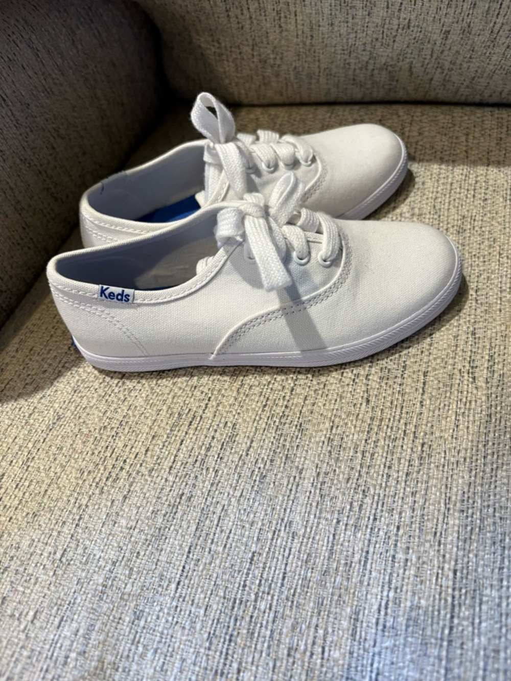 Keds White Canvas Kids Lace-Up Sneakers